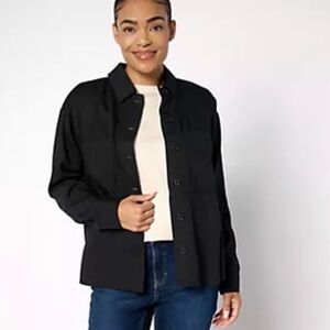 Martha Stewart NWT M Black UTILITY 100% tencel Button-Up shirt